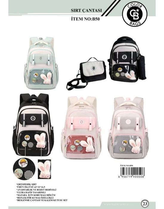 B50 - OKUL ÇANTASI 3 LÜ SET KORE MODELİ