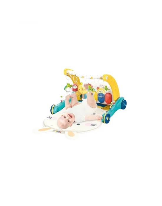 Bıb6015 -vardem Piyanolu 2 İn 1 Bebek Yürüteci Ve Tavşan Desenli Mavi Oyun Halısı