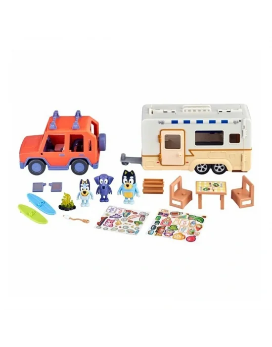 Bluey/13096 Bluey Karavan Maceraları Ve 3 Figürlü Büyük Oyun Seti