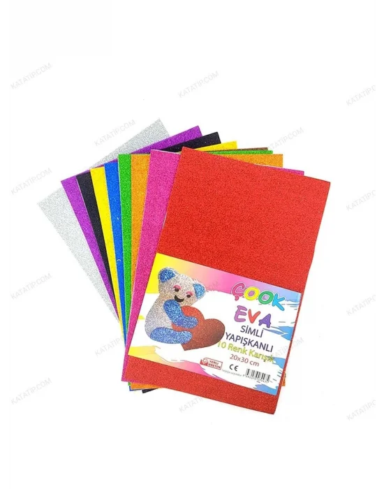 Çook 20x30 Yapışkanlı Simli Eva 10 Renk Karışık