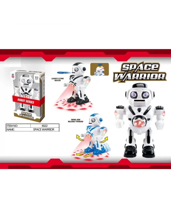 Df-6022 Işıklı Ve Müzikli Disk Atan Uzay Savaşçısı Robot