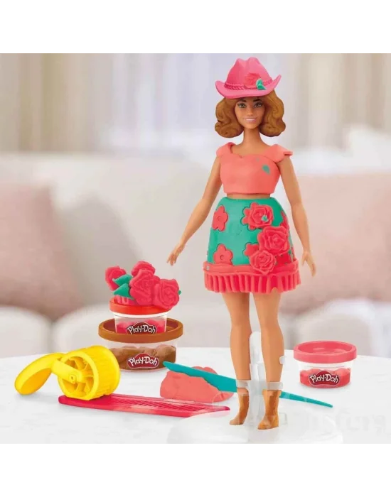 G1360 Play-doh Barbie Çiçek Desenleri Ve Püsküller Hamur Oyun Seti +3 Yaş