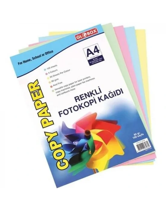 GLOBOX FOTOKOPI KAGIDI RENKLI SMART A4 100 LU