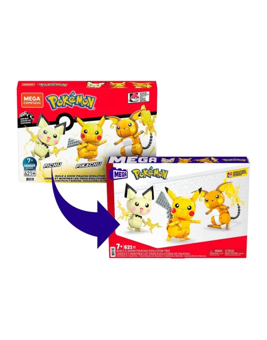 Gyh06 Mega™ Pokémon™ Pikachu Dönüşüm 3lüsü 621 Parça +7 Yaş