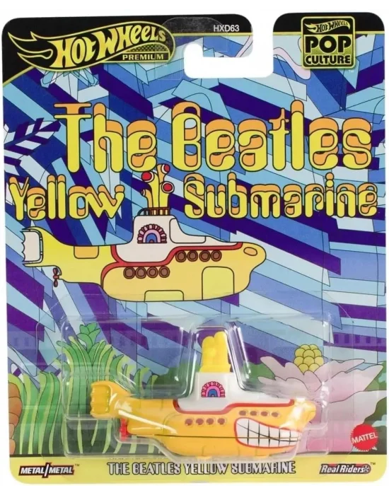 Hot Wheels Beatles Yellow SUBMARINE Die Cast Sarı Filmden Denizaltı - Ölçek 1:64 - Uzunluk 7 cm Pop Culture JBL74