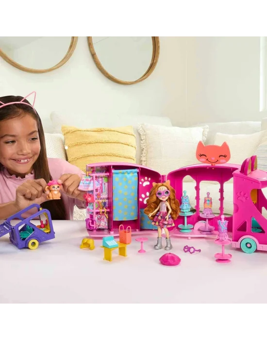 Hpb34 Enchantimals Kedi Temalı Moda Otobüsü