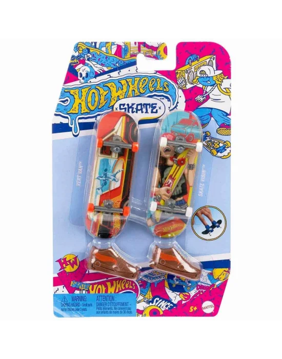 Hxl17 Hot Wheels Skate Retro Temalı İkili Parmak Kaykay Ve Ayakkabı Paketi