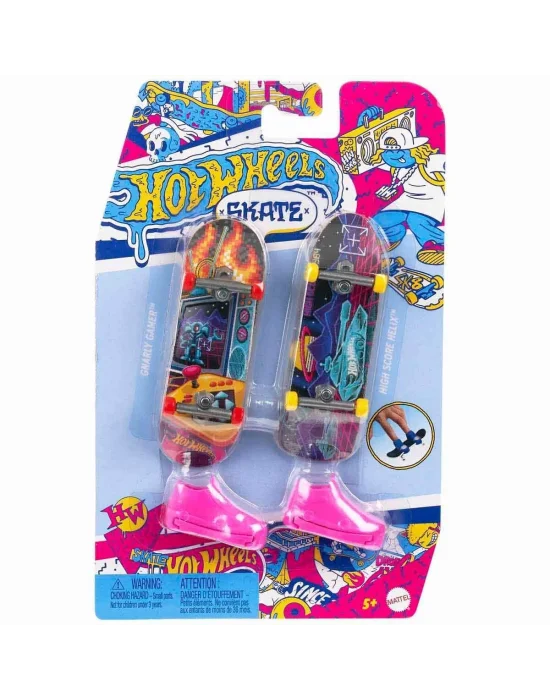 Hxl17 Hot Wheels Skate Retro Temalı İkili Parmak Kaykay Ve Ayakkabı Paketi