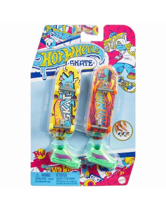 Hxl17 Hot Wheels Skate Retro Temalı İkili Parmak Kaykay Ve Ayakkabı Paketi