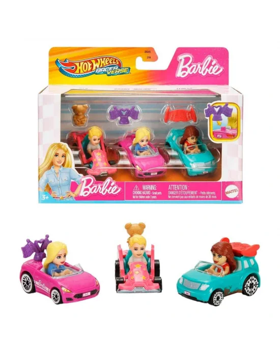 Jdg45 Hot Wheels Racerverse Barbie 3 Lü Araba Seti