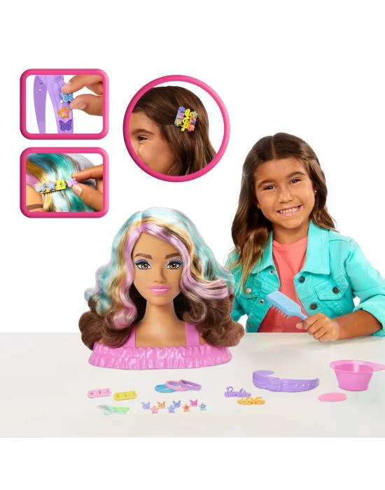 Jfg82 Barbie Saç Tasarımı Büstü - Kahverengi Saçlı