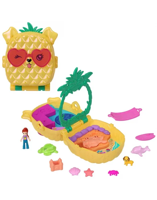 Jfv00 Polly Pocket Ananas Köpekçik Plajı Mini Oyun Seti