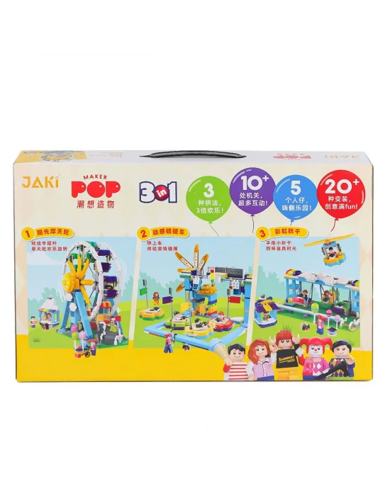 Jk2180 Jaki Block Sissinin Eğlence Parkı 3in1 - 1107 Parça Yapım Seti