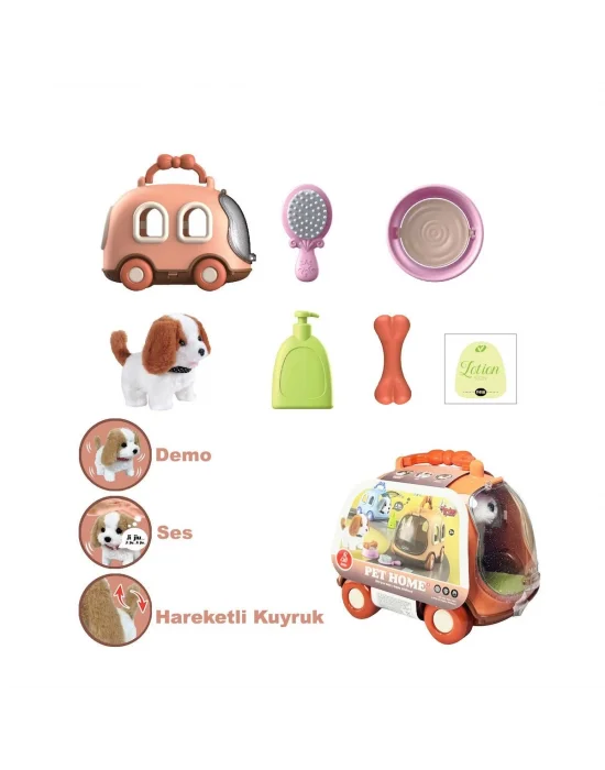 Jnd-6802 Taşıma Araba Çantalı Hareketli Pilli Köpek Set -vardem Oyuncak