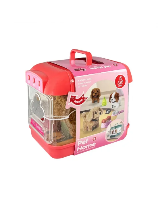 Jnd-6806 Hareketli Köpek Ve Işıklı Sesli Şeffaf Kafes Seti -vardem Oyuncak