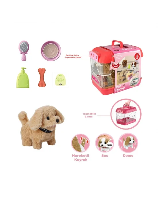 Jnd-6806 Hareketli Köpek Ve Işıklı Sesli Şeffaf Kafes Seti -vardem Oyuncak