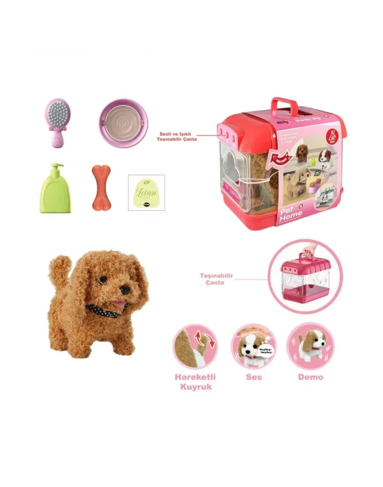 Jnd-6806 Hareketli Köpek Ve Işıklı Sesli Şeffaf Kafes Seti -vardem Oyuncak