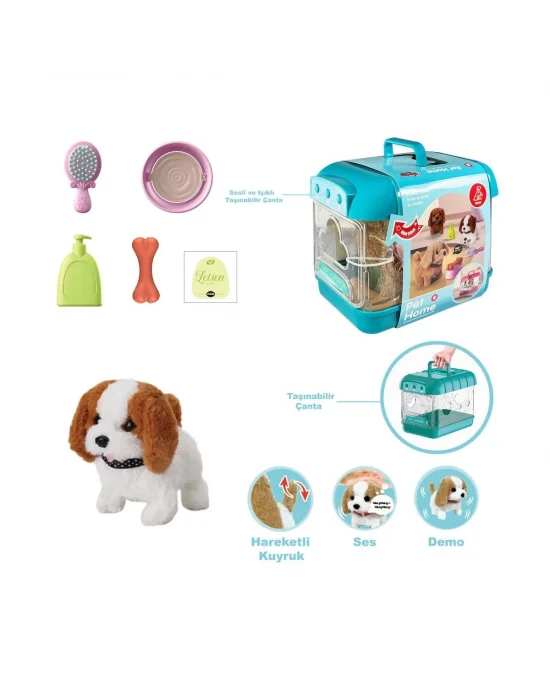 Jnd-6806 Hareketli Köpek Ve Işıklı Sesli Şeffaf Kafes Seti -vardem Oyuncak