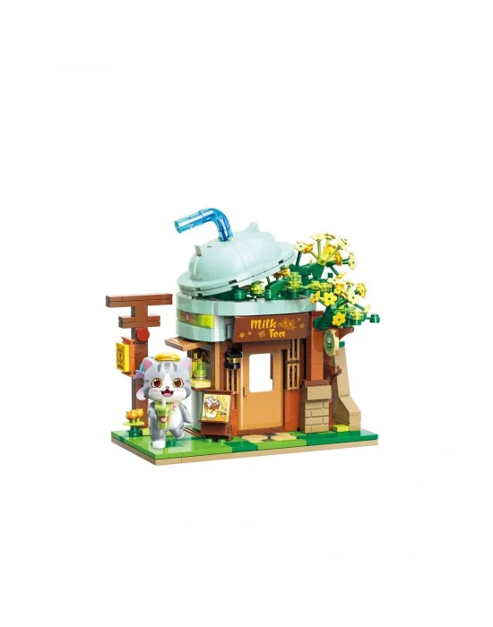 Kp28021 Keeppley Lovely Street - Ash Cat Milk Tea Shop 411 Parça Yapım Seti