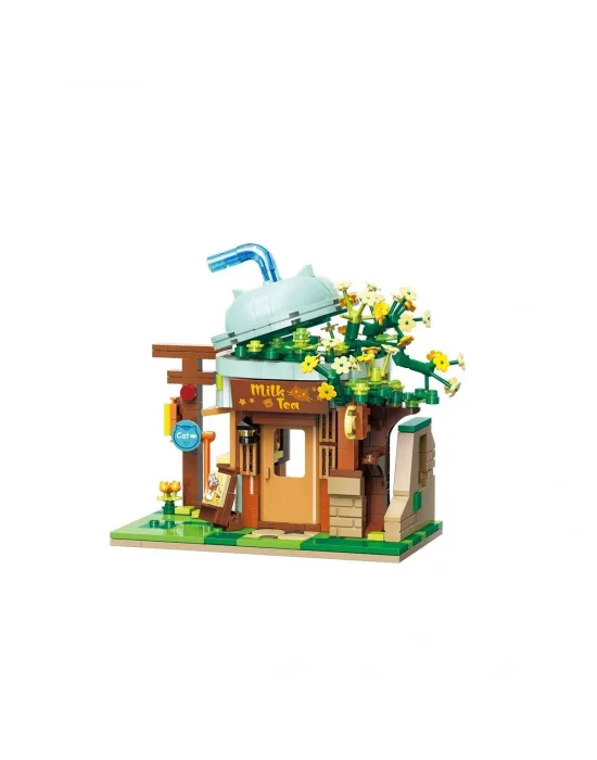 Kp28021 Keeppley Lovely Street - Ash Cat Milk Tea Shop 411 Parça Yapım Seti