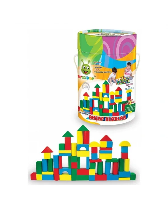 Kr017 Woodoy 60 Parça Küçük Kovalı Bloklar