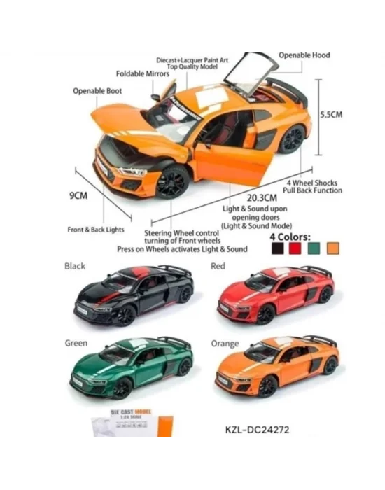 Kzl-dc24272 Kzl-dc24272 Audı R8 1:24 Isıklı Seslı  32