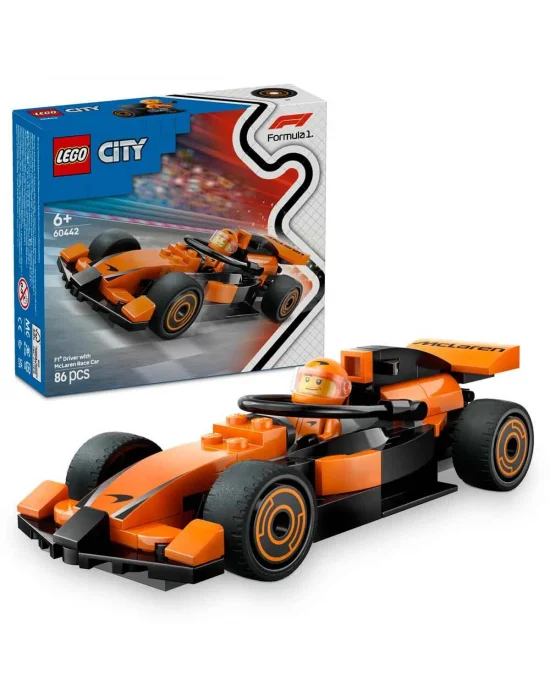 LEGO City McLaren Yarış Arabalı F1 Sürücüsü 60442 - 6 Yaş ve Üzeri Çocuklar için Mini Yarış Arabası İçeren Yaratıcı Oyuncak Yapım Seti (86 Parça)