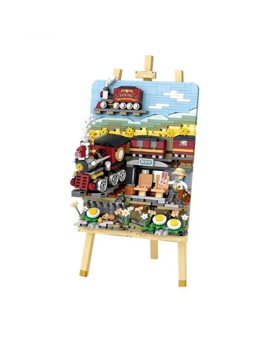 Lz-1296 Loz Tren İstasyonu Ahşap Boyama 758 Parça Block Oyuncak