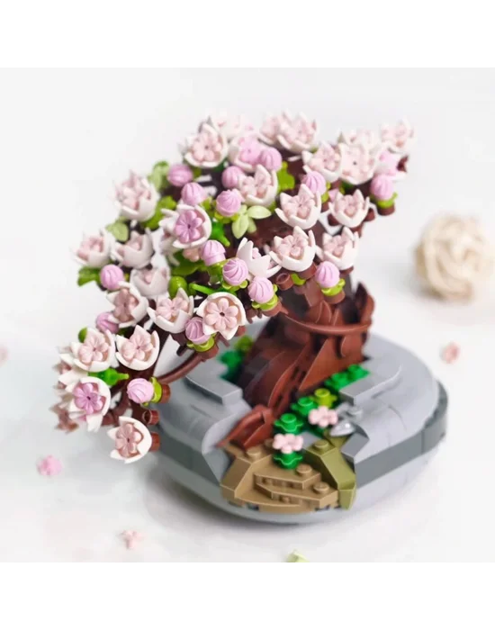 Lz1661 Loz Eternal Flowers Serisi - Pembe Sakura Kiraz Ağacı 426 Parça Yapım Seti