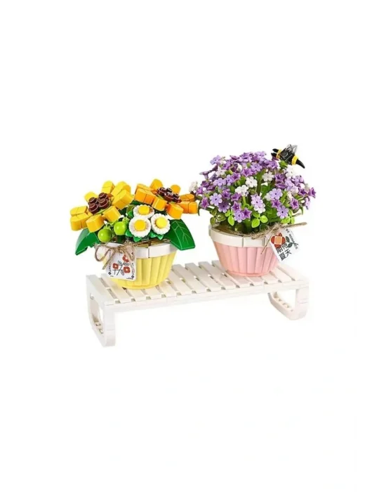 Lz1674 Loz Eternal Flowers Serisi - Saksıda Çiçekler letters From Spring Baby’s Breath daisy With Bee 534 Parça Yapım Seti