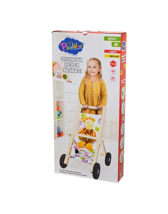Ony-386 Ahşap Oyuncak Bebek Arabası -onyıl