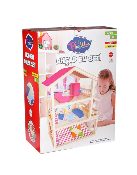 Ony-398 Büyük Ahşap Ev Seti -onyıl Oyuncak