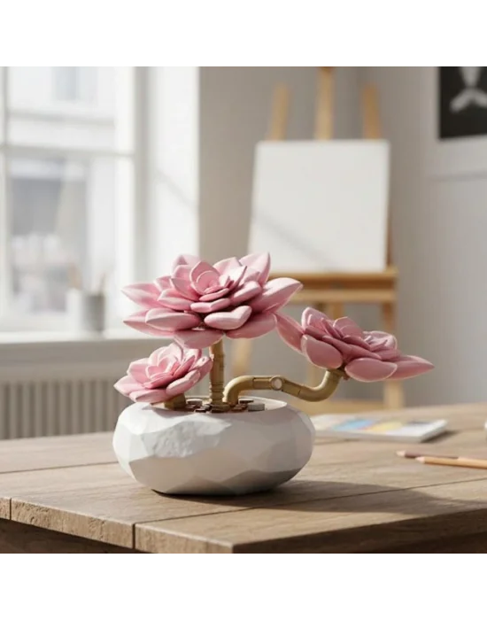 P655064 Panlos Pembe Nilüfer Sukulent Model 82 Parça Block Oyuncak