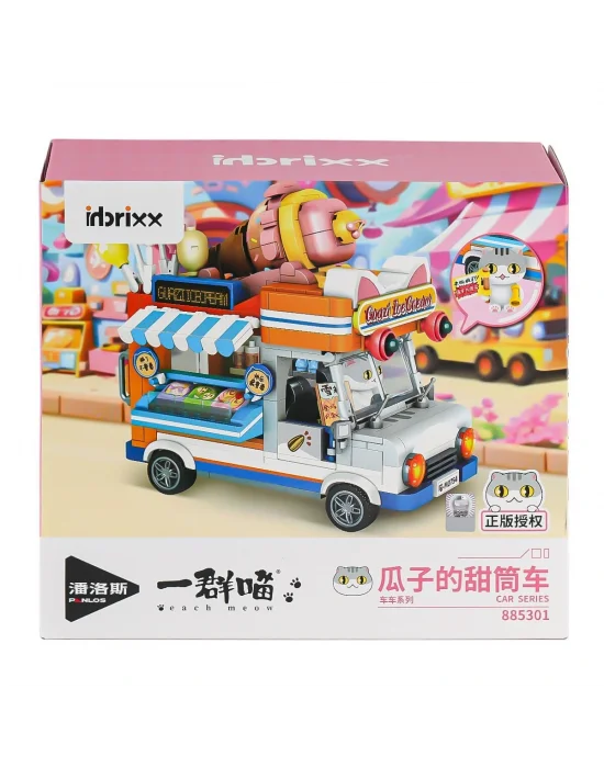 P885301 Panlos Brick - One Meow Serisi -  Guazinin Dondurma Arabası 723 Parça Yapım Seti