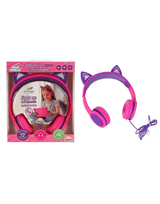 S00091067 -sun-gle-ech-kulaklık Kablolu Kedi Şkl.ışıklı Pembe-mor