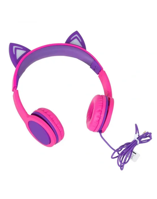 S00091067 -sun-gle-ech-kulaklık Kablolu Kedi Şkl.ışıklı Pembe-mor
