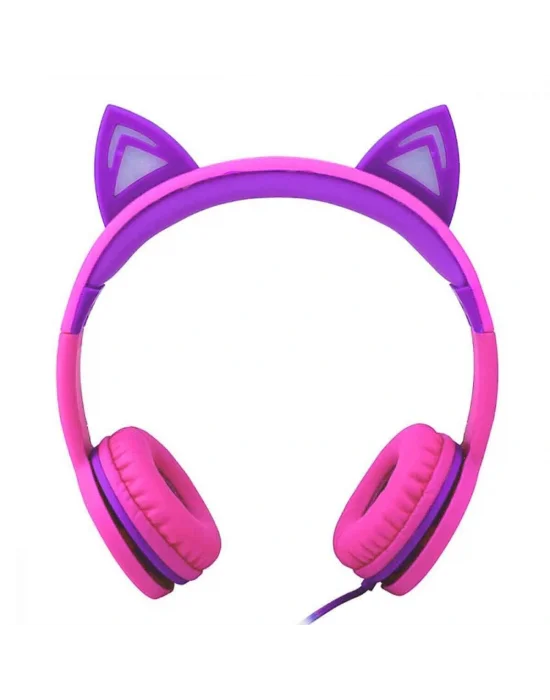 S00091067 -sun-gle-ech-kulaklık Kablolu Kedi Şkl.ışıklı Pembe-mor