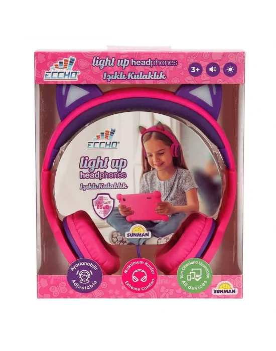 S00091067 -sun-gle-ech-kulaklık Kablolu Kedi Şkl.ışıklı Pembe-mor