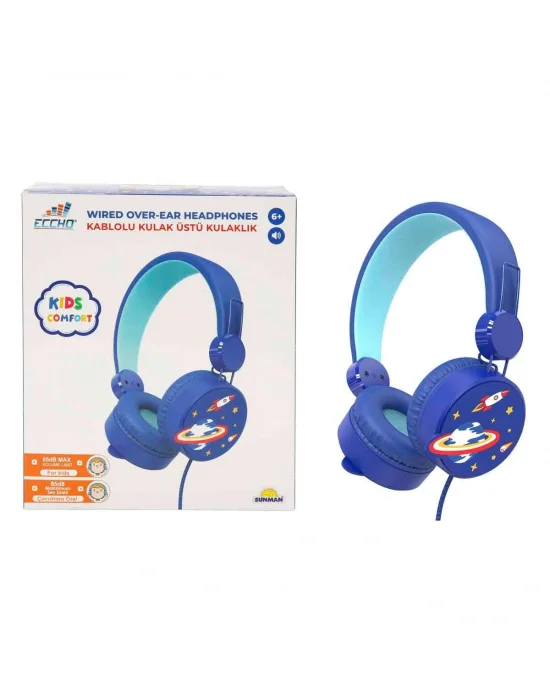 S02002604 -sun-gle-ech-kulaklık Mikrofonlu Kablolu Uzay Resimli Mv.
