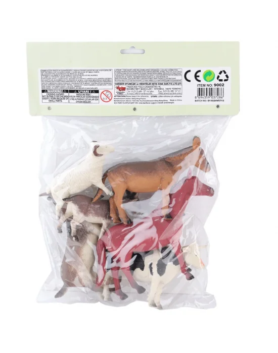 Sh-9001-vardem Poşetli 6pcs 8 İnch  Çiftlik Hayvan Ve Dinozor Set