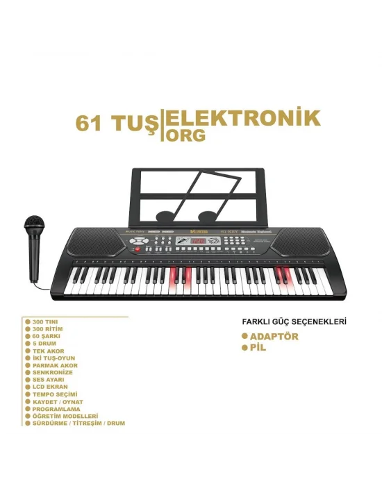Tfl-328-21 Vlektro Kutulu 61 Tuş Büyük Lcd Ekranlı Elektronik Büyük Org