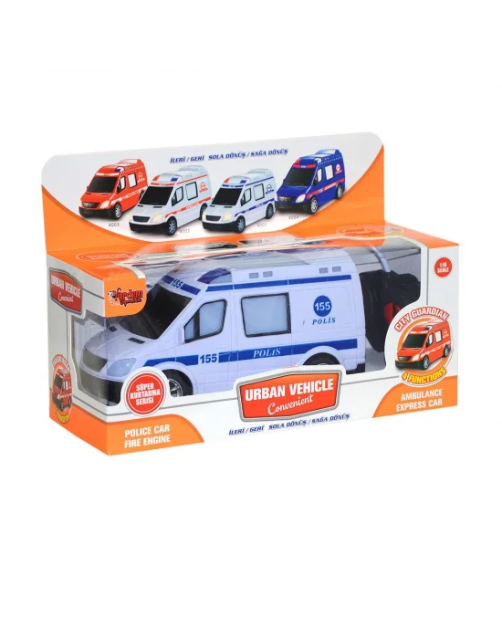 V001-2 V3 V004  Kumandalı Sesli Işıklı Polis Arabası-jandarma-ambulans-itfaiye 1:18-vardem