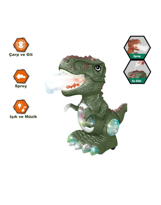 Zr172 Işıklı Müzikli Hareketli Buhar Çıkartan Dinazor -vardem Oyuncak