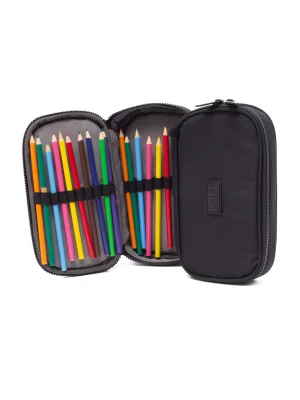 01110 Siyah Krinkıl Kumaş Su Geçirmez Organizer Kalem Bölmeli Kalemlik Kalem Kutusu