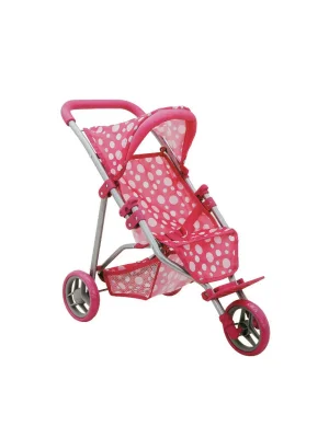 0663 Puantiye Desenli, 3 Tekerlekli Ve Tenteli Oyuncak Puset - Sunman