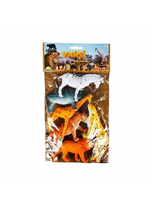 0715 Vahşi Hayvanlar Poşetli 6lı Hayvan Oyun Seti -sunman