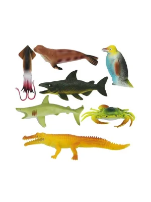1000713 Okyanus Hayvanları Poşetli 7li Hayvan Oyun Seti -sunman