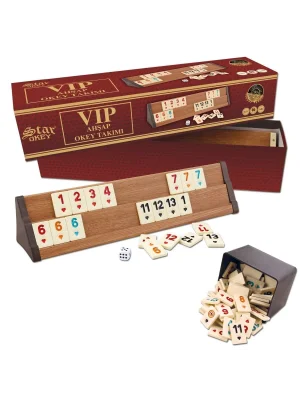 1010464 Vip Ahşap Okey Takımı Açık Renk ,star Okey