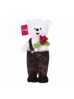 1076k Çiçekli Tulumlu Ayıcık 115 Cm Kahverengi