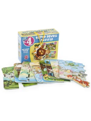 1481 Dıytoy Süper Renkli 4lü Puzzle - Hayvanlar / 8+12+16+24 Parça Puzzle